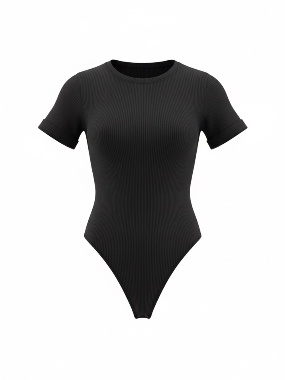 Forever 21 Black Ribbed Short Sleeve Bodysuit